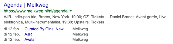 Microdata en Rich snippets 4 rich snippet agenda