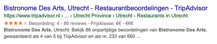 Microdata en Rich snippets 5 rich snippet beoordeling